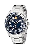 Nautica N83 N83 Finn World - Orologio da polso da uomo, in acciaio inox, modello NAPFWF204, colore: argento/blu, Argento/Blu, Cinturino