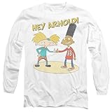 Hey Arnold Arnold & Gerald Mens Long Sleeve T Shirt, Bianco, M Unisex-Adulto