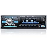 RDS Autoradio Bluetooth 5.0 Vivavoce, Chismos FM/AM Bluetooth Autoradio con telecomando, Supporto due USB/AUX in/SD/TF/WMA/WAV/MP3 Player, 1 DIN Stereo Radio 4x65W Supporto iOS Android