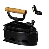 relaxdays Ferro da Stiro Antico, Design Antico, Ferro da Stiro con Manico in Legno, Design Vintage in Ghisa, Nero