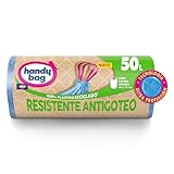 Handy Bag Sacchetti della spazzatura resistenti a prova di polvere per bidoni della spazzatura da cucina con nastro autobloccante e triplo strato, resistenti e antigoccia, 100% plastica riciclata, 50