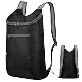 Zainetto da Trekking Ultraleggero Pieghevole, Zainetto Richiudibile Piccolo Impermeabile, Viaggi Campeggio Arrampicata (Nero), zainetto Multifunzionale per Sport all'Aperto Alpinismo Sport All'aperto