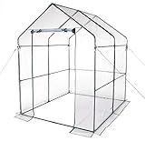 VERDELOOK | Serra a Casetta Senza Ripiani con Telo in PVC Trasparente, Struttura in Metallo, 143x143x195 cm, per Protezione Piante, Giardinaggio, Resistente, Apertura con Cerniera