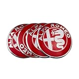 LXBSXY 4 Pezzi Coprimozzo Ruota Centrale per Alfa Romeo Mito Giulia Giulietta 147 155 156 159 65mm, Coprimozzi Coprimozzo per Auto Tappi Mozzo Ricambio Accessori Lo Styling del Logo Dell'Auto,Ared