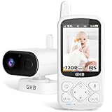 GHB Baby Monitor 2.8", 2000mAh Batteria, Schermo IPS HD Audio Bidirezionale, VOX Visione Notturna, Monitoraggio Temperatura, 8 Ninne Nanne