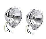 Highway Hawk Biker Market - coppia fari supplementari Bates in metallo cromato, per moto custom, compatibile con Moto Guzzi e Harley Davidson. Faretti omologati, diametro del vetro 4" (10 cm)
