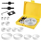 HSEAMALL - Kit di seghe a tazza da 17 pezzi, set di corone da 19 a 127 mm, punte da trapano a tazza in acciaio al carbonio, per legno, cartongesso