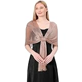 Stola Scialle Donna Mantella Elegante,Coprispalle con Frange Vintage, Scialli per Abito da Sera,Scialle Stola da Sposa,con Fibbia a Dcialle,per Matrimoni Cerimonia Sposa Festa (Oro Rosa)