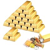 CTForest 24 Pezzi di Lingotti d'oro Simulati, Confezione Regalo Dorata, Possono Essere Utilizzati per Cacce al Tesoro, Scatole di Caramelle e Decorazioni, ecc