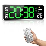 Orologio da Parete Digitale,12" Grande Orologio Digitale Con Telecomando,Multifunzionale Orologio da Parete da Può Testare le Previsioni Meteorologiche Sull'umidità,Per Soggiorno Ufficio aula,Verde