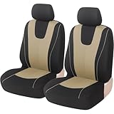 JZWJNFYY Coprisedili Auto Coprisedile per Alfa Romeo 147 156 166 Set Confortevole Traspirante Protezione per Sedili Completo di Accessori Interni,2 Front Seats Beige