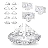 Decoraparty 10 Segnaposti a Forma di Diamante Trasparenti - Addobbi Decorazioni da Tavola Segna Tavolo Fermaposti Segnaposto Diamanti Decorativi per Matrimonio Battesimo Comunione Cresima