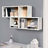 BAKAJI Mensola Scaffale Libreria da Parete con 4 Ripiani, Struttura in Legno MDF Bicolore, Dimensione 100 x 53 x 19,5 cm, Decorazione Muro Arredamento Casa Uffcio (Quercia Bianco)
