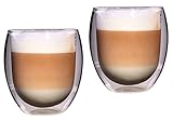 Feelino Latte Macchiato Bicchieri a Doppia Parete, Set di 2 Bicchieri da caffè, Bicchieri Termici a Doppia Parete, Cappuccino isolati, in Vetro, Fatti a Mano, per tè e caffè Freddo, 400 ml