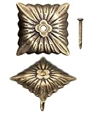 FUXXER 100 unghie decorative antiche, con testa decorativa, in ottone bronzo, 20 x 20 mm
