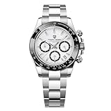 Pagani Design Orologio da uomo in vetro zaffiro, cronografo in acciaio inox, impermeabile, luminoso, movimento giapponese, orologio al quarzo da uomo
