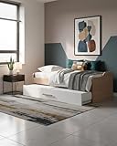 Doomostore. Doppio Letto a Ponte Estraibile con Doppia Rete a doghe, Doppio Letto Olmo e Bianco 80 x 190 cm.