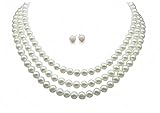 Treasure Bay Collana a Tre Fili di Perle Grado AA con Orecchini