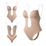 GWAWG Shapewear Profondo Scollo a V Senza Spalline da Donna (Beige, M)