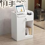 Banco Reception, Bancone Reception Compatto con Cassetti E Armadietto,Piccola Banco Cassa Frontale Con Design Curvo, Vendita Al Dettaglio Per Saloni, Hall, NegoziC