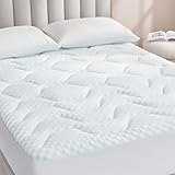 EHEYCIGA Topper Matrimoniale 160x190 in Bambù, Memory Foam Topper Materasso Respirabile con Tasca Extra Profonda, Bianco