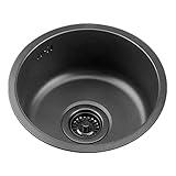 Vasca singola Lavello Tondo Lavello da Cucina in Acciaio Inox 304 da Incasso Nero Lavabo Piccolo con Filtro di Scarico a cestello Dimensioni Multiple (Color : Black, S : 30cm|11.8inches)
