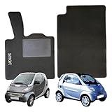 SERIE 2 TAPPETI - TAPPETINI in MOQUETTE Neri per FORTWO dal 1998 al 2007 senza Attacchi - Compatibli NON Originali con Bottoni di Fissaggio, Battitacco cucito e antiscivolo