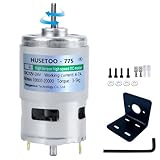 HUSETOO Motore DC 775 Motore DC 12 V Motore DC ad alta coppia Max 20000 RPM Cuscinetti a sfere Doppi Ruote di potenza silenziose Motore DC Aggiornamento (con staffa) (motori ad albero D)