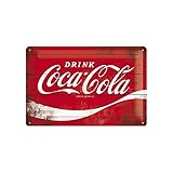 Nostalgic-Art Targa Vintage Coca-Cola – Logo Red Wave – Idea Regalo per Amanti della Coca, in Metallo, Design Retro per Decorazione, 20 x 30 cm