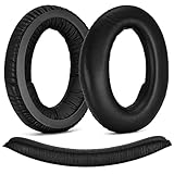 Defean Cuscinetti auricolari e fascia di ricambio compatibili con cuffie Sennheiser PC350 HD380 Pro, cuscinetti, paraurti, copertura, coppe, schiuma (cuscinetti auricolari in pelle proteica + fascia)