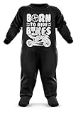 FunkyShirt - Tutina per Neonato con Scritta Born to Ride Bikes Nero 0-3 Mesi