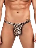 ohyeahlady Tanga Uomo Leopardato Vita Bassa Slip Taglie Forti Traspiranti Costume da Bagno Elastici Thong T-Back Perizoma G String Mutande Morbide Comode Mankini Biancheria Intima Maschile Leopardo,S