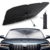Parasole Auto Protezione Solare Anteriore per SUV e Camion Parasole per Auto Ombrello Parasol Macchina 140x80cm Resistente ai Raggi UV Ombrello per auto con asse rotante 360° e Rivestimento in Titani