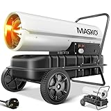 Masko® Cannone riscaldante 30kW Diesel Essiccatore per edifici Riscaldatore per edifici Generatore di Aria Calda Termoventilatore 34L Serbatoio con Termostato Riscaldatore Olio Flusso Bianco/Nero