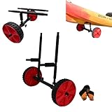 Multifunzionale Carrello per kayak, Surf, SUP, Canoa in con ruote piatte, larghezza regolabile, adatto per tipi di kayak e canoa con fori per spina, sit-on-top Kayak