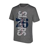 Ultra Game NBA Official Men’s Upright Logo Short Sleeve T- Shirt - Unisex, Philadelphia 76ers, Heather Charcoal, Large
