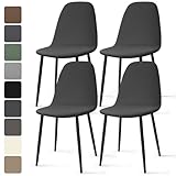 Coprisedie con Schienale 4 Pezzi Elasticizzato Coprisedia in Spandex Fodere Coprisedia per Sala da Pranzo Lavabile Moderno Fodere per Sedia da Soggiorno Cucina Hotel (Grigio Scuro, 4 Pezzi)-KC