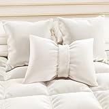 PETTI Artigiani Italiani - Cuscini Arredo in Velluto con Imbottitura, Cuscino per Camera da Letto, Divano Salotto, con Federa a Sacco, Fiocco Bianco Latte - 50 x 40 cm