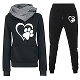 Tuta Donna Completa Elegante Comoda Set di Abbigliamento Sportivo Completo Palestra Casual Maniche Lunghe Felpa con Cappuccio e Pantaloni Jogging Tuta Sportiva Set da Casa Autunno Invernale Tracksuit