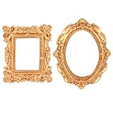 Andibro Cornice portafoto vintage in resina sintetica, 2 pezzi, mini cornice portafoto in stile retrò, per gioielli, cornice barocca, senza cornice in vetro o parete posteriore, per immagini in
