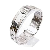Cinturino for Rolex for SUBMARINER for DAYTONA Cinturino for orologio da uomo con bordo ad arco in acciaio inossidabile massiccio (Color : A, Size : 20mm With Logo)