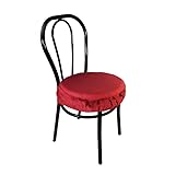 Russo Tessuti Set 6 Cuscini Sedie Rotondi Cucina Coprisedia Elastici Imbottiti Tinta Unita-Bordeaux