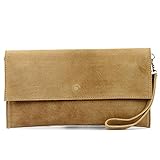 modamoda de T151/M151 - Borsetta italiana tipo pochette, in pelle scamosciata o pelle dall’effetto metallizzato, Beige (beige.), Small