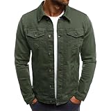 amropi Giacca di Jeans Uomo Giubbotto Casual Denim Giubbino Slim Fit Jacket Verde, L