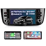 Hexinex Android Autoradio 1 DIN per Fiat Punto Evo (2012-2017) Bluetooth Car Radio CarPlay Android Auto WIFI GPS FM RDS Comandi al volante (2+64GB)