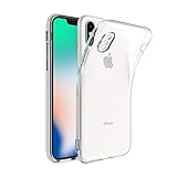 Captor Cover Trasparente per iPhone X XS, Custodia TPU in Silicone Flessibile Morbida e Sottile, Protezione Full Body con Bordo Rialzato per Schermo e Fotocamera