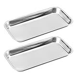 2 Pezzi Vassoio Portastrumenti Medico Rettangolare in Acciaio Inox - Vassoi Per Laboratorio e Casa