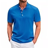 T-Shirt Casual da Uomo In Cotone E Lino T-Shirt Casual Ampia Camicie collo Coreana In Cotone Lino Comode Traspirante Camicia Eleganti Leggero Sportiva Shirts Estivi Manica Corta Mare Vestibilità
