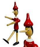 Pinocchiio in Legno Massello cm 30 Snodabile Marionetta di Legna con Articolazioni Burattino delle Fiabe in Legno Dipinto Altezza 30cm con Gambe Braccia e Testa Mobili Snodabile Snodato