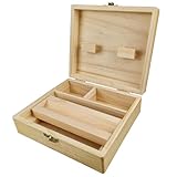 Peosaard Rolling Box, Stash Box in legno Stashbox con blocco in metallo 3 Compartment Rolling con vassoio 6.7x5.9x2.4in Stashbox per gioielli di tabacco sigari
